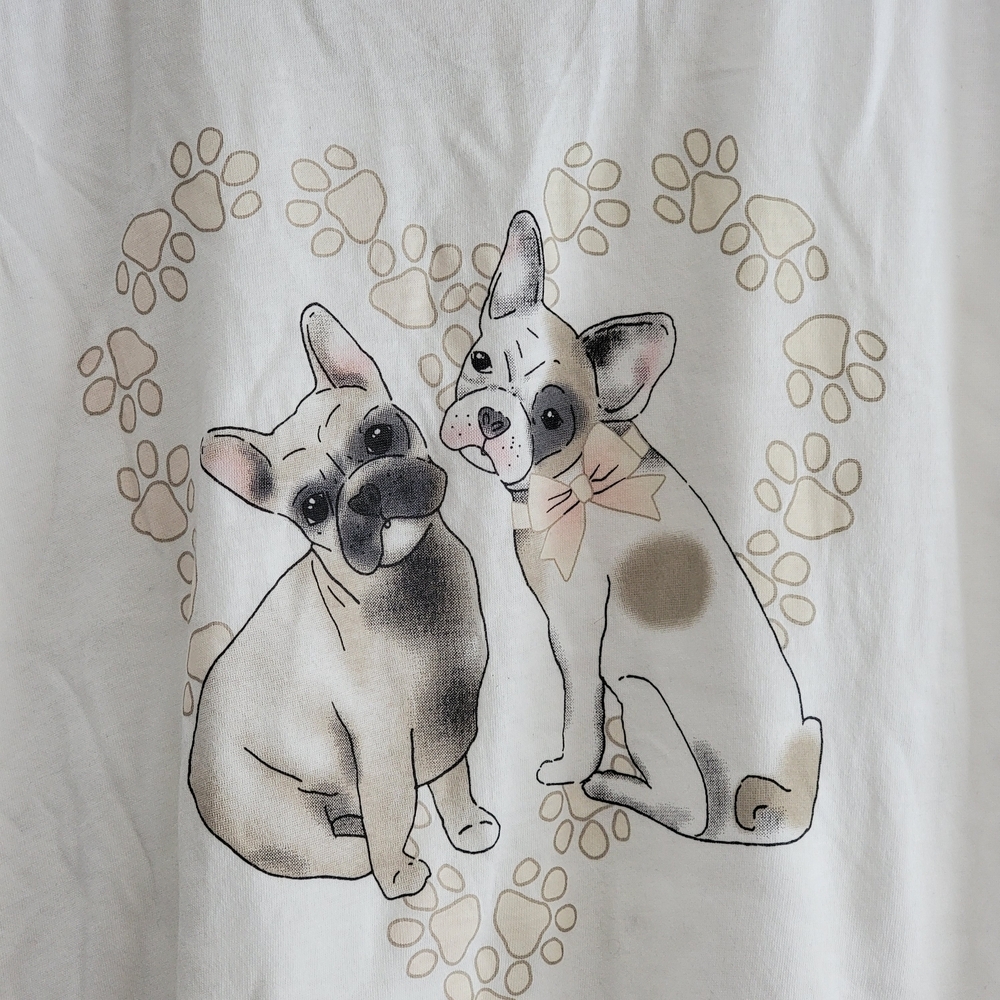 PJ Salvage Mad Love Frenchie White Tank Top Lace Racerback Tee Shirt Light Med